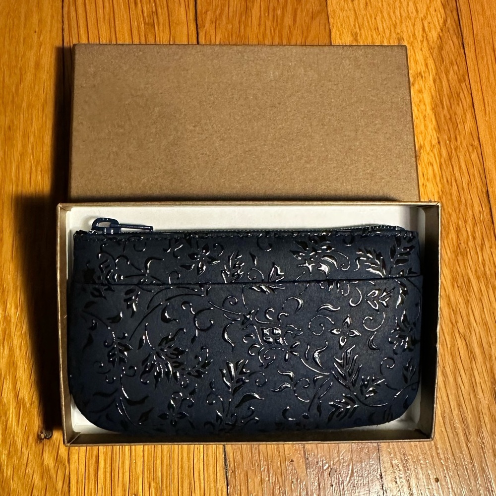 Inden-Ya Japanese Handmade Lacquered Black Leather Coin Purse (like new, in box)